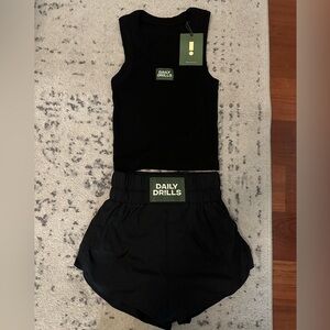 Daily Drills tank and shorts set in black - tank xs/s shorts xs